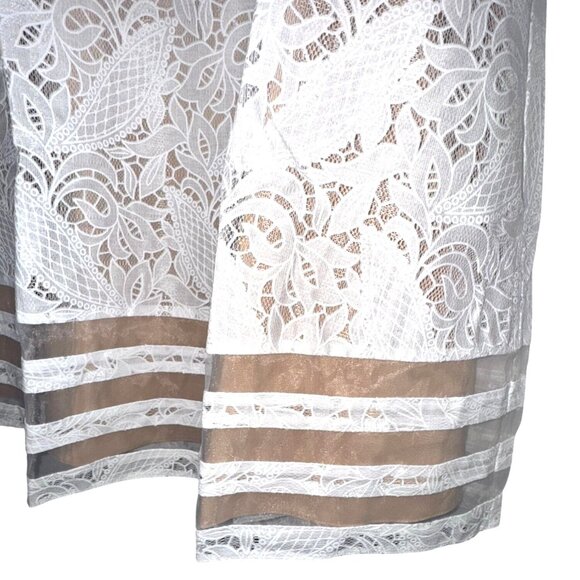 Motherhood Maternity White Lace Dress With Sheer Stripes & Short Sleeves L - Picture 5 of 12